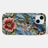 Geborduurd juweel bloemendenim textuur Case-Mate iPhone case (Achterkant (horizontaal))