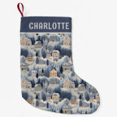 Geborduurd Kerstmisbesneeuwde Winterhuizen Kleine Kerstsok (Voorkant)