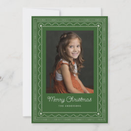 Geborduurd kerstpatroon feestdagenkaart