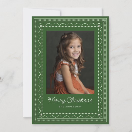 Geborduurd kerstpatroon feestdagenkaart (Voorkant)