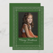 Geborduurd kerstpatroon feestdagenkaart (Voorkant / Achterkant)