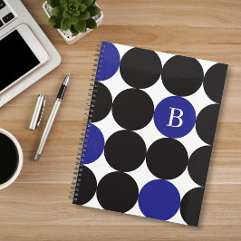 Geborduurd Krachtig Zwart Blauw Stippenpatroon Planner