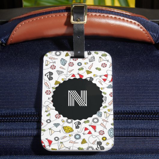 Geborduurd Las Vegas Poolparty-patroon Bagagelabel (Voorkant Insitu 2)