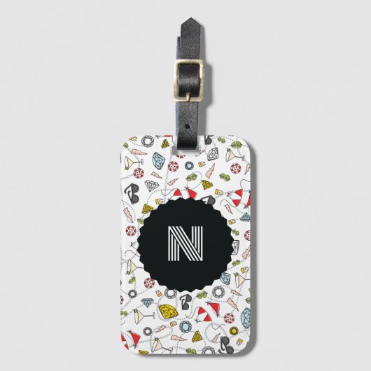 Geborduurd Las Vegas Poolparty-patroon Bagagelabel (Voorkant (verticaal))