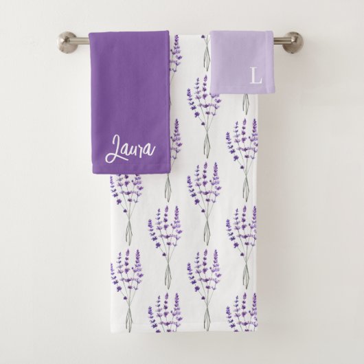 Geborduurd lavendertafelhanddoekenset bad handdoek (Insitu)