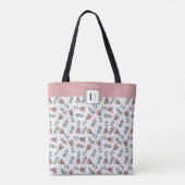 Geborduurd Leuke Roze Bloem Bloemen Patroon Tote Bag (Achterkant)