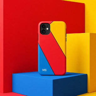 Geborduurd Mid Century Bauhaus Retro Kleurblok iPhone 15 Pro Max Hoesje
