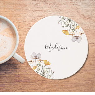 Geborduurd mooi boeket van wilde bloemen zandsteen onderzetter