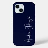 Geborduurd Navy Blauw Case-Mate iPhone Case (Achterkant)
