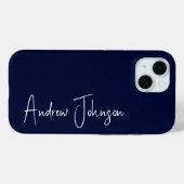Geborduurd Navy Blauw Case-Mate iPhone Case (Achterkant (horizontaal))