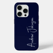 Geborduurd Navy Blauw  Case-Mate iPhone Case (Achterkant)