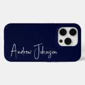 Geborduurd Navy Blauw Case-Mate iPhone Case (Achterkant (horizontaal))