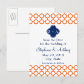 Geborduurd Oranje , Koninklijk Blauw Quatrefoil Aankondigingskaart (Voorkant / Achterkant)