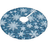 Geborduurd patroon blauwe en witte sneeuwvlokken kerstboom rok (Gekanteld)