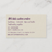 geborduurd pauw veren borduurwerk visitekaartje (Achterkant)