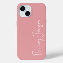 Geborduurd Roze iPhone 15 Case