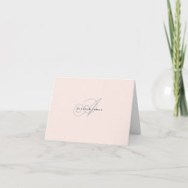 Geborduurd roze en grijs gevouwen notitiekaart met