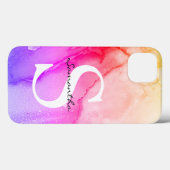 Geborduurd Roze Paarse Waterverf  Case-Mate iPhone Case (Achterkant (horizontaal))