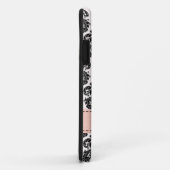 Geborduurd Roze Zwart Damast Case-Mate iPhone Case (Achterkant/rechts)