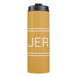 Geborduurd stijlvol reisbord Yellow White Thermosbeker