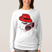 geborduurd T-shirt met lange mouwen voor vrouwen. (Voorkant)