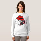 geborduurd T-shirt met lange mouwen voor vrouwen. (Voorkant volledig)