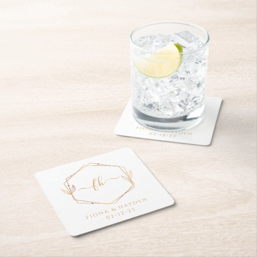 Geborduurd Trouw Elegant Minimaal Wit Goud Kartonnen Onderzetters (Insitu)