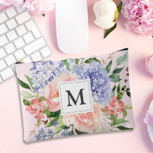 Geborduurd Waterverf Blauw Roze Lentebloem Motief Etui