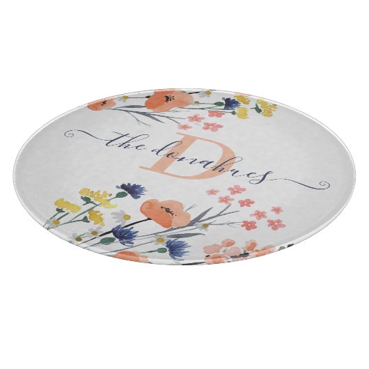 Geborduurd waterverf bloemen snijplank (Hoek)