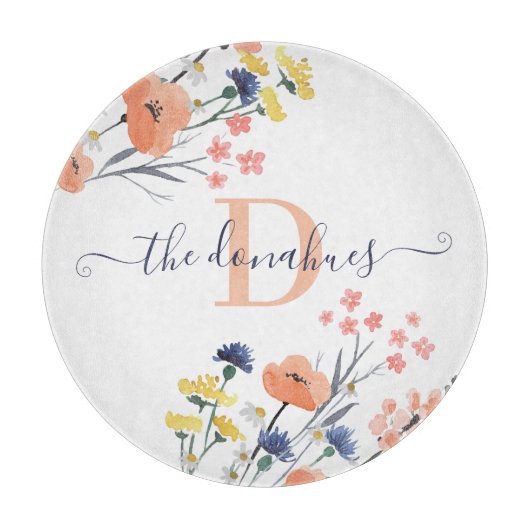 Geborduurd waterverf bloemen snijplank (Voorkant)