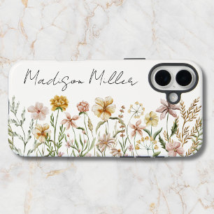Geborduurd Waterverf Wildbloemenweide Bloemig iPhone 16 Plus Hoesje