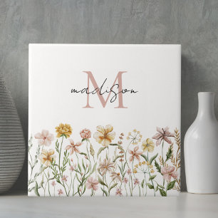 Geborduurd Waterverf Wildbloemenweide Bloemig Tegeltje