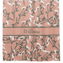 Geborduurd wit roze en groen bloempatroon 