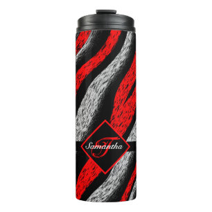 Geborduurd zebra patroon thermosbeker