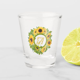 Geborduurd zonnebloemenpatroon decoratief shot glas