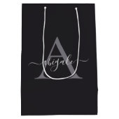 Geborduurd Zwart Antraciet Grijs | Minimalistisch  Medium Cadeauzakje (Achterkant)