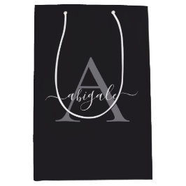 Geborduurd Zwart Antracietgrijs | Minimalistisch E Medium Cadeauzakje