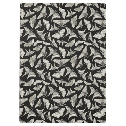 Geborduurd zwart beige mot patroon  klembord (Achterkant)