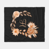 Geborduurd zwart en perzik bloemen fleece deken (Voorkant (Horizontaal))