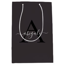 Geborduurd Zwart IJzer Grijs | Minimaal Elegant Medium Cadeauzakje