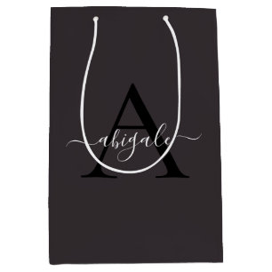 Geborduurd Zwart IJzer Grijs Minimaal Elegant Medium Cadeauzakje