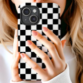 Geborduurd zwart-wit schaakbordpatroon Case-Mate iPhone case