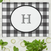 Geborduurd Zwart Witte Buffalo Plaid Theedoek (Gevouwen)