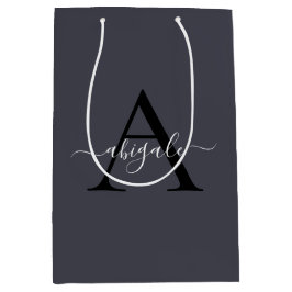 Geborduurd Zwarte Anker Grijs | Minimaal Elegant Medium Cadeauzakje