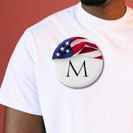 Geborduurde Amerikaanse Vlag Ronde Button 3,2 Cm