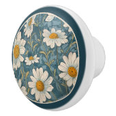 Geborduurde Art Nouveau Shasta Daisy Keramische Knop (Rechts)