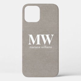 Geborduurde Beige Minimalistische Initiële Naam Case-Mate iPhone Case