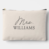 Geborduurde Beige Mrs Elegant Script Etui (Voorkant)