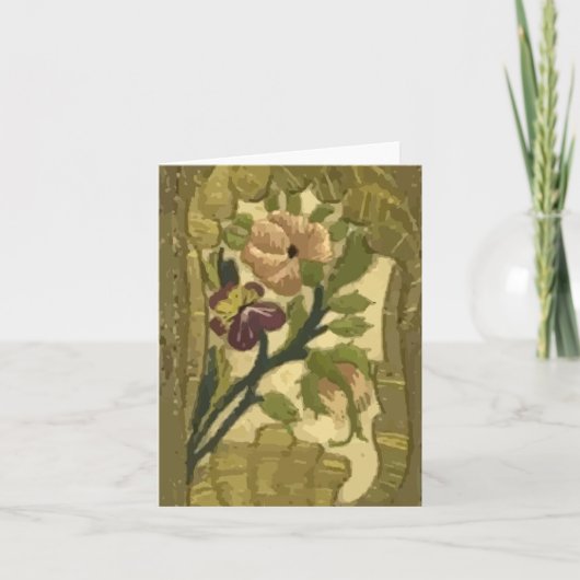  geborduurde bladeren en bloemen Noteer Kaart (Voorkant)