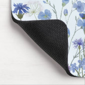 Geborduurde Blauwe Aquarel Wilde Bloementuin Muismat (Hoek)